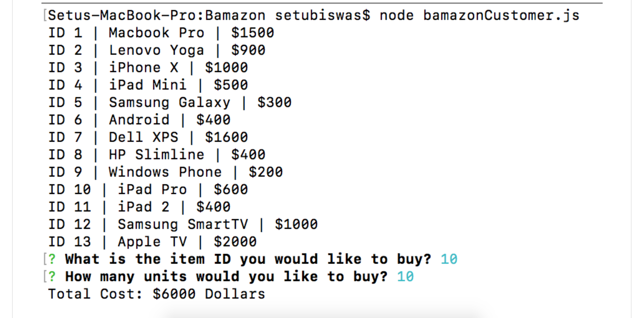 Bamazon